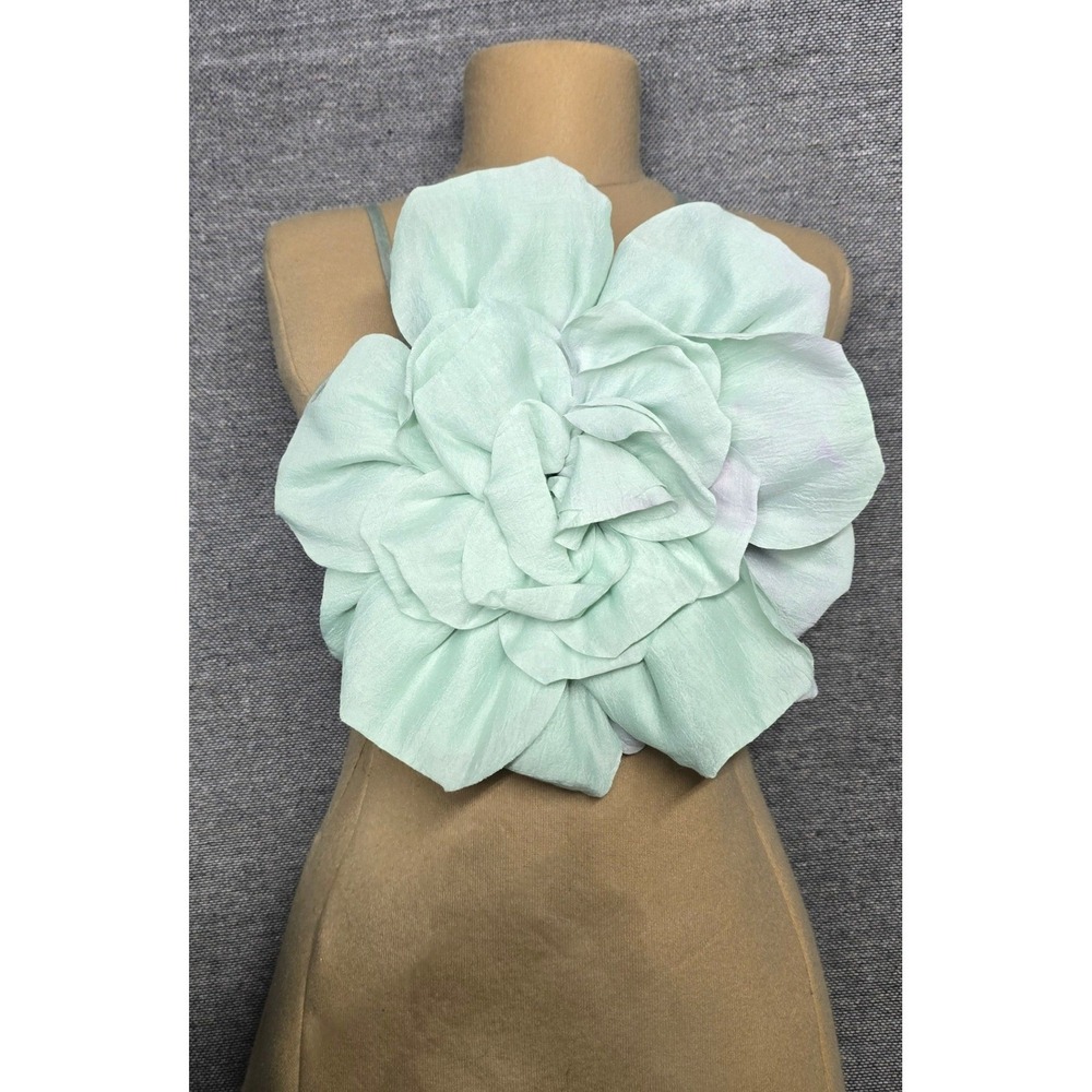 SHEIN Sage Green 3D Flower Crop Top Smocked Back‎ Camisole Small sz 4